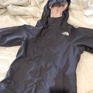 dark grey north face rain jacket